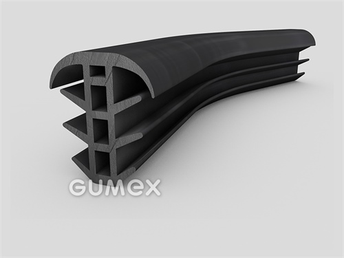 Pryžový profil tvaru "T" se 4 dutinkami, 38x32/9mm, 70°ShA, EPDM, -40°C/+100°C, černý